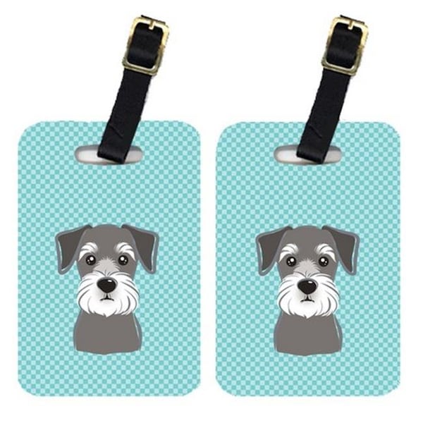 Carolines Treasures Carolines Treasures BB1144BT Pair Of Checkerboard Blue Schnauzer Luggage Tags BB1144BT - main
